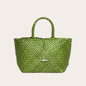 Cabas Little Liffner Midi Leather Basket Femme Vert | 901465-DLV