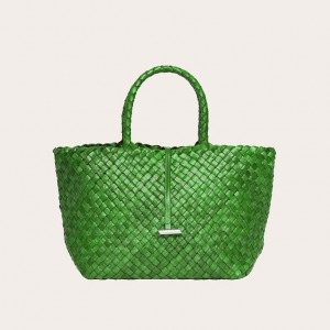 Cabas Little Liffner Midi Leather Basket Femme Vert | 270841-GWM