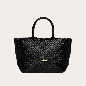 Cabas Little Liffner Midi Leather Basket Femme Noir | 865123-JIU