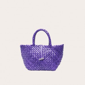 Cabas Little Liffner Mini Leather Basket Femme Violette | 371598-WFD