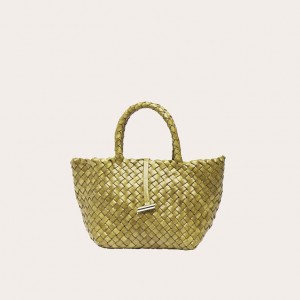 Cabas Little Liffner Mini Leather Basket Femme Vert Olive | 502394-PGV