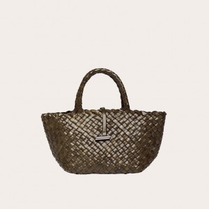 Cabas Little Liffner Mini Leather Basket Femme Vert Olive | 018794-YVG