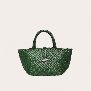 Cabas Little Liffner Mini Leather Basket Femme Vert | 315708-QZE