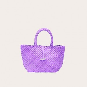 Cabas Little Liffner Mini Leather Basket Femme Lavande | 203978-HUZ