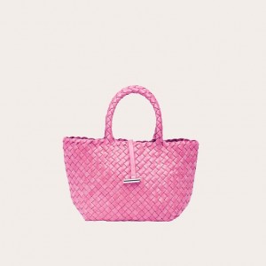 Cabas Little Liffner Mini Leather Basket Femme Rose | 190652-IDK