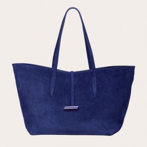 Cabas Little Liffner Penne Suede Femme Bleu Marine | 950138-NAG