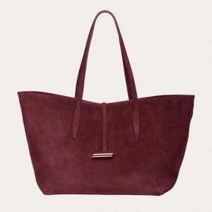 Cabas Little Liffner Penne Suede Femme Rouge | 879536-SMA