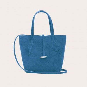 Cabas Little Liffner Sprout Mini Suede Femme Bleu | 093826-OCJ