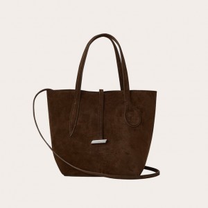 Cabas Little Liffner Sprout Mini Suede Femme Marron Foncé | 586170-WRE