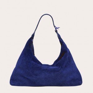 Sac Bandoulière Little Liffner Pillow Suede Femme Bleu Marine | 576013-NDG