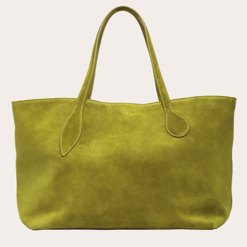 Cabas Little Liffner Mega Sprout Suede Femme Vert Olive | 982706-LRA