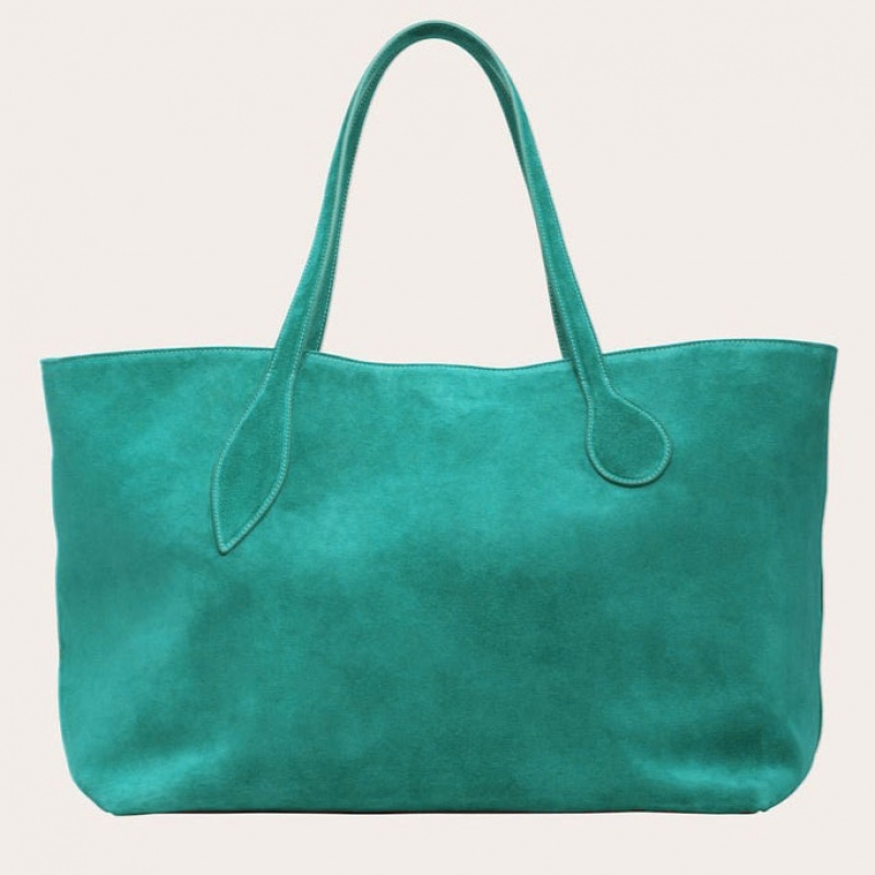 Cabas Little Liffner Mega Sprout Suede Femme Turquoise | 370516-BLJ