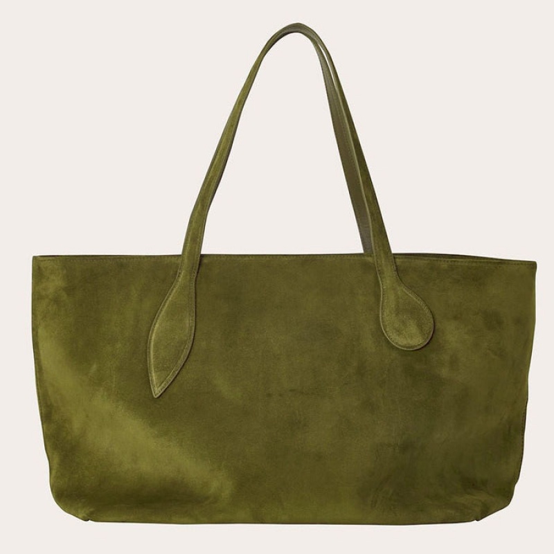 Cabas Little Liffner Mega Sprout Suede Femme Vert Olive | 310562-SWL