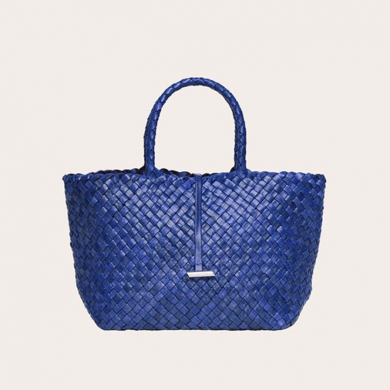 Cabas Little Liffner Midi Leather Basket Femme Bleu | 683540-BLG