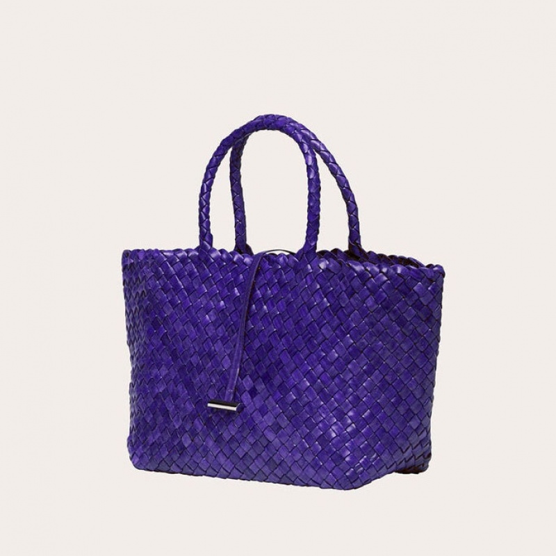 Cabas Little Liffner Midi Leather Basket Femme Violette | 740325-KPE