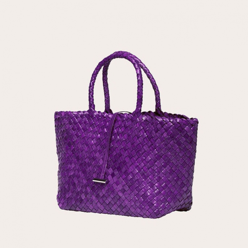 Cabas Little Liffner Midi Leather Basket Femme Violette | 398741-KWY