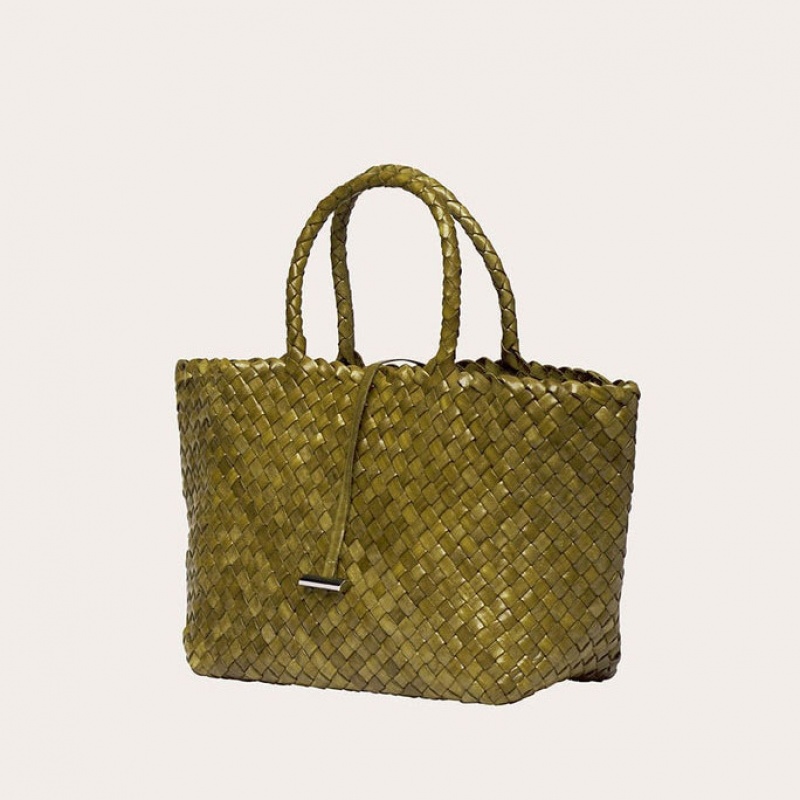 Cabas Little Liffner Midi Leather Basket Femme Vert Olive | 140875-AWU