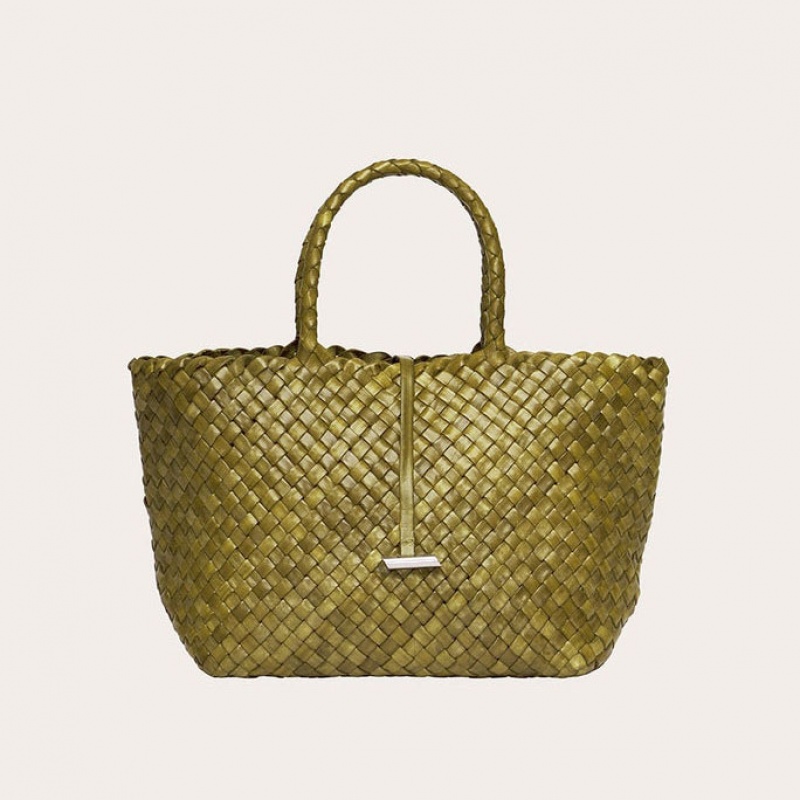 Cabas Little Liffner Midi Leather Basket Femme Vert Olive | 140875-AWU