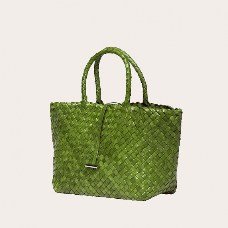 Cabas Little Liffner Midi Leather Basket Femme Vert | 901465-DLV