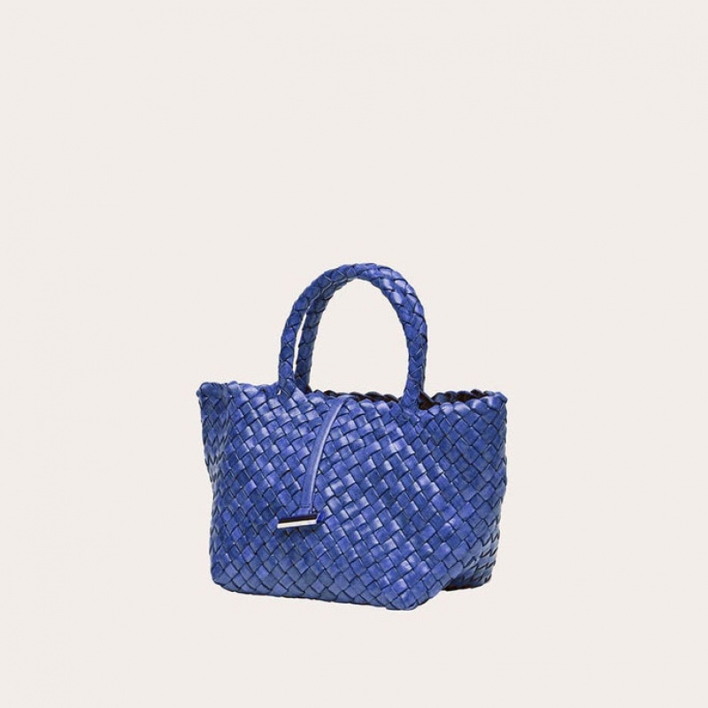 Cabas Little Liffner Mini Leather Basket Femme Bleu | 486091-DVS