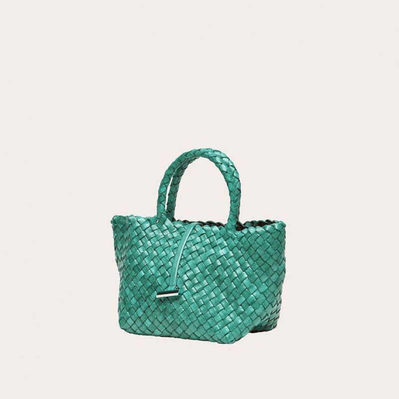 Cabas Little Liffner Mini Leather Basket Femme Turquoise | 863791-VUT