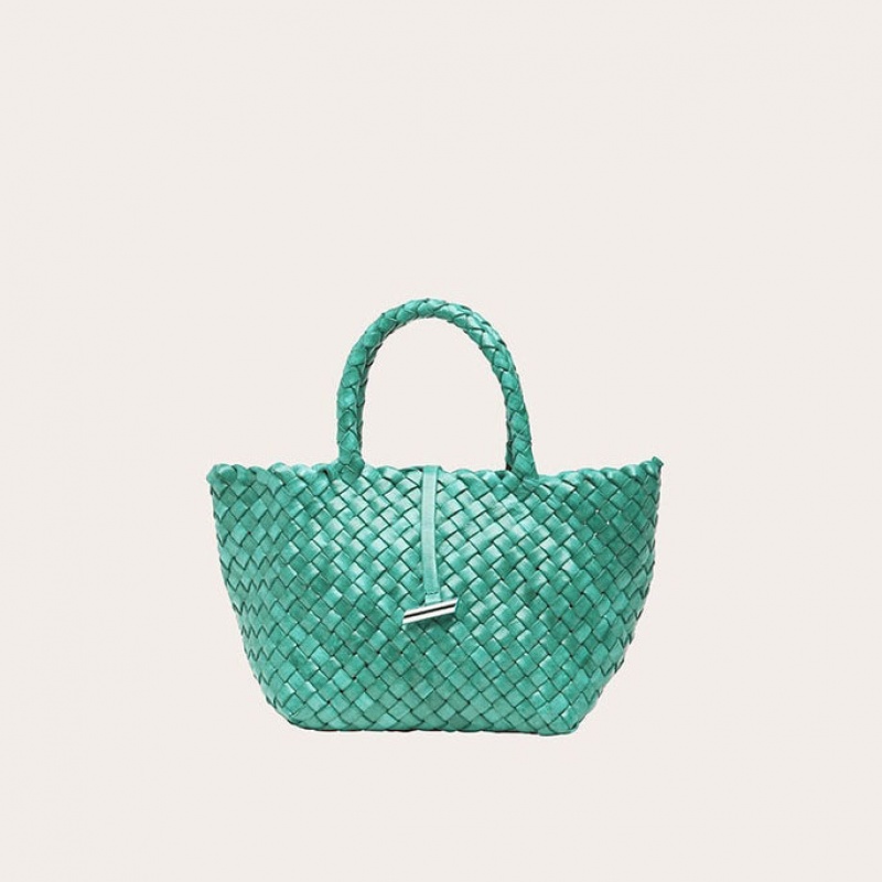 Cabas Little Liffner Mini Leather Basket Femme Turquoise | 863791-VUT