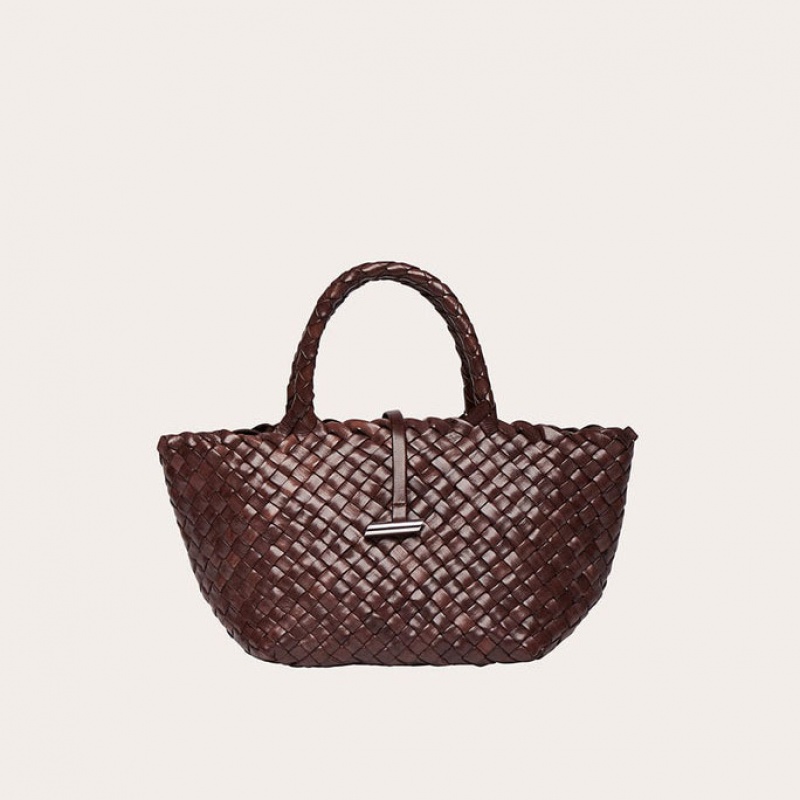 Cabas Little Liffner Mini Leather Basket Femme Marron Foncé | 967825-KNI