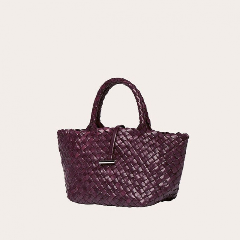 Cabas Little Liffner Mini Leather Basket Femme Bordeaux | 691735-NLJ