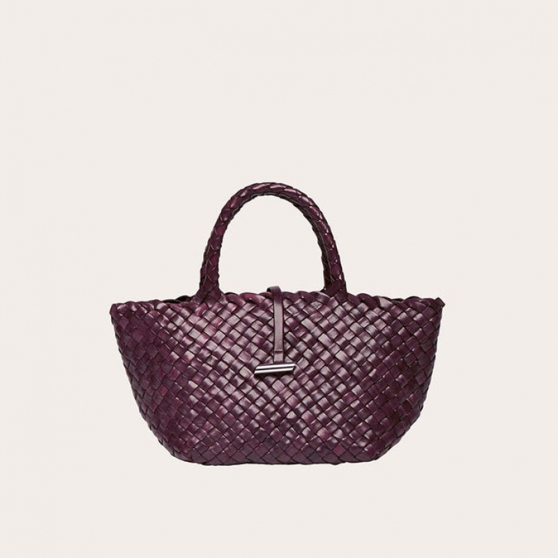 Cabas Little Liffner Mini Leather Basket Femme Bordeaux | 691735-NLJ