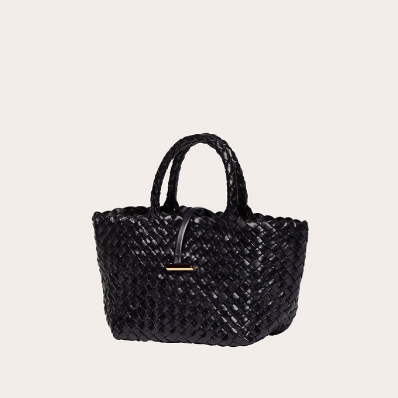 Cabas Little Liffner Mini Leather Basket Femme Noir | 054189-LKJ