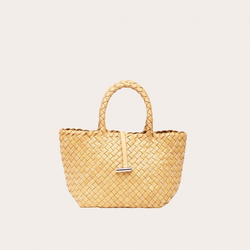 Cabas Little Liffner Mini Leather Basket Femme Beige | 856713-PJK