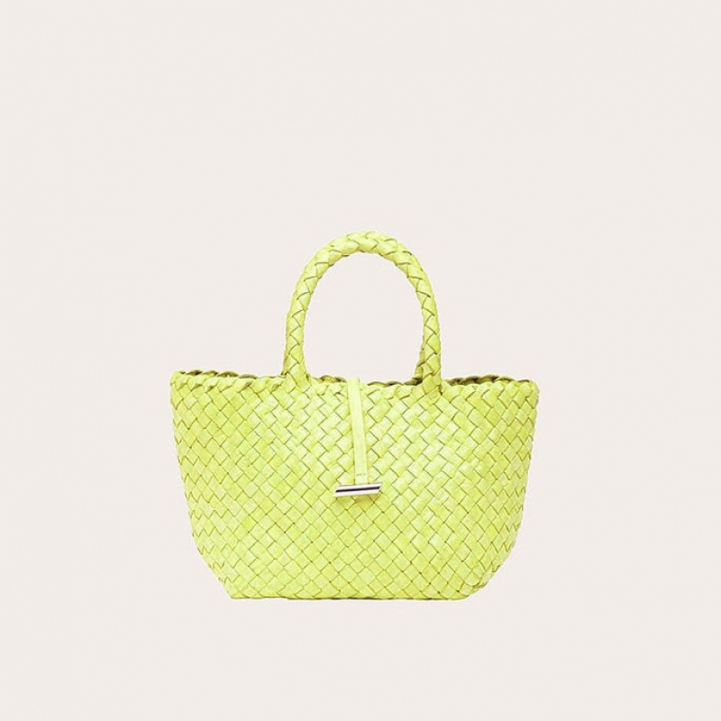 Cabas Little Liffner Mini Leather Basket Femme Jaune | 824613-ZUG