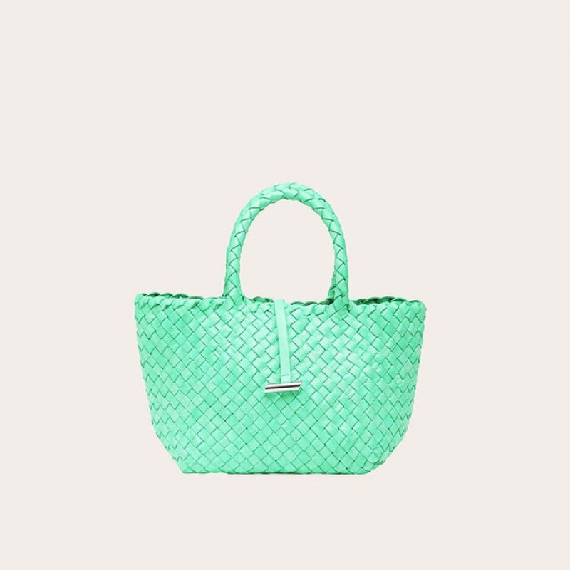 Cabas Little Liffner Mini Leather Basket Femme Menthe | 403175-LKZ