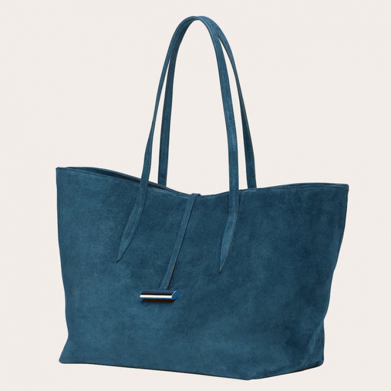 Cabas Little Liffner Penne Suede Femme Bleu | 485076-CIT