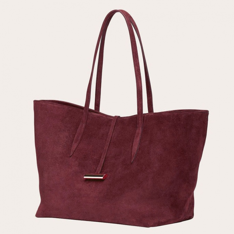 Cabas Little Liffner Penne Suede Femme Rouge | 879536-SMA