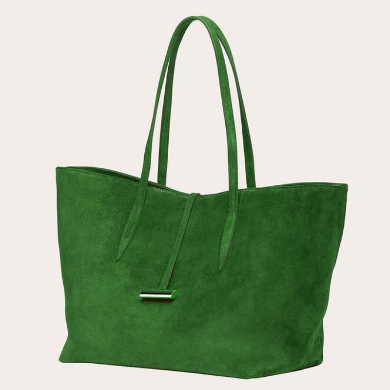 Cabas Little Liffner Penne Suede Femme Vert | 592684-BTJ