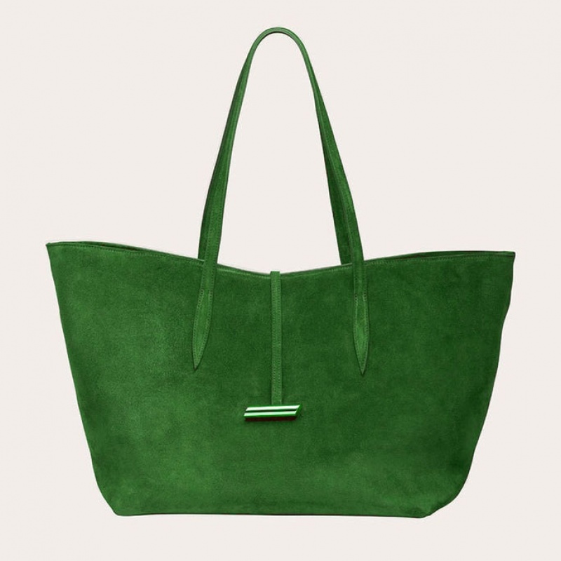 Cabas Little Liffner Penne Suede Femme Vert | 592684-BTJ