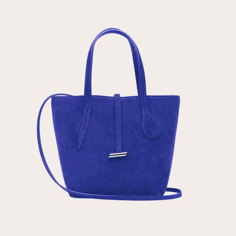 Cabas Little Liffner Sprout Mini Suede Femme Bleu Marine | 401589-TLQ