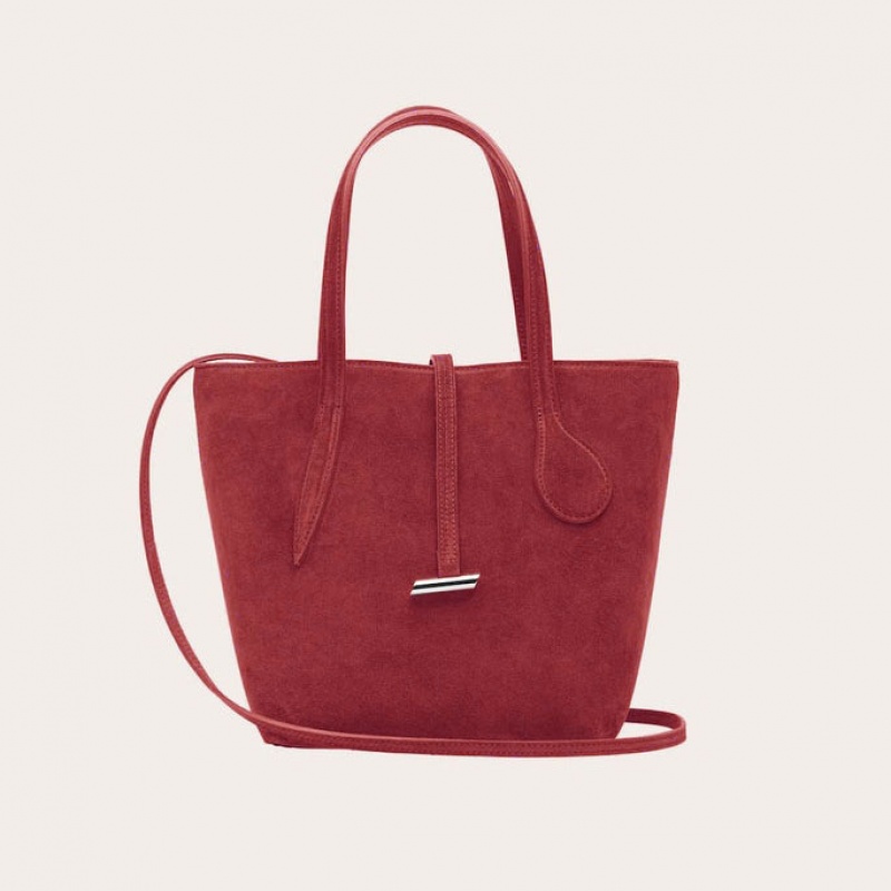 Cabas Little Liffner Sprout Mini Suede Femme Rouge | 345186-ALD