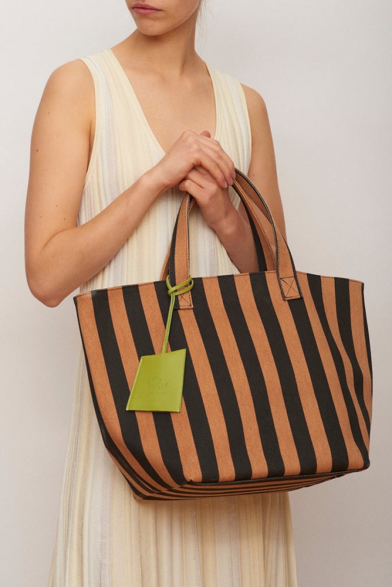 Cabas Little Liffner Stripe Femme Beige | 741502-MKR