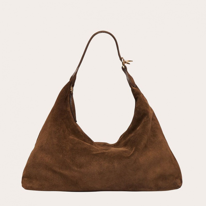 Sac Bandoulière Little Liffner Pillow Suede Femme Marron | 372054-KOQ