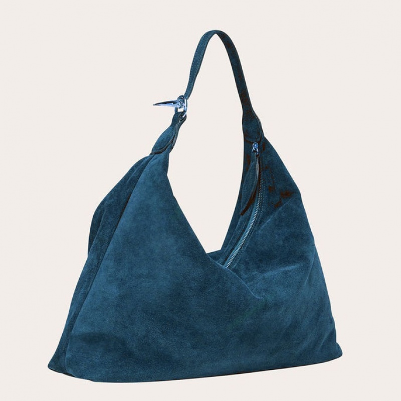 Sac Bandoulière Little Liffner Pillow Suede Femme Bleu | 240789-KGY