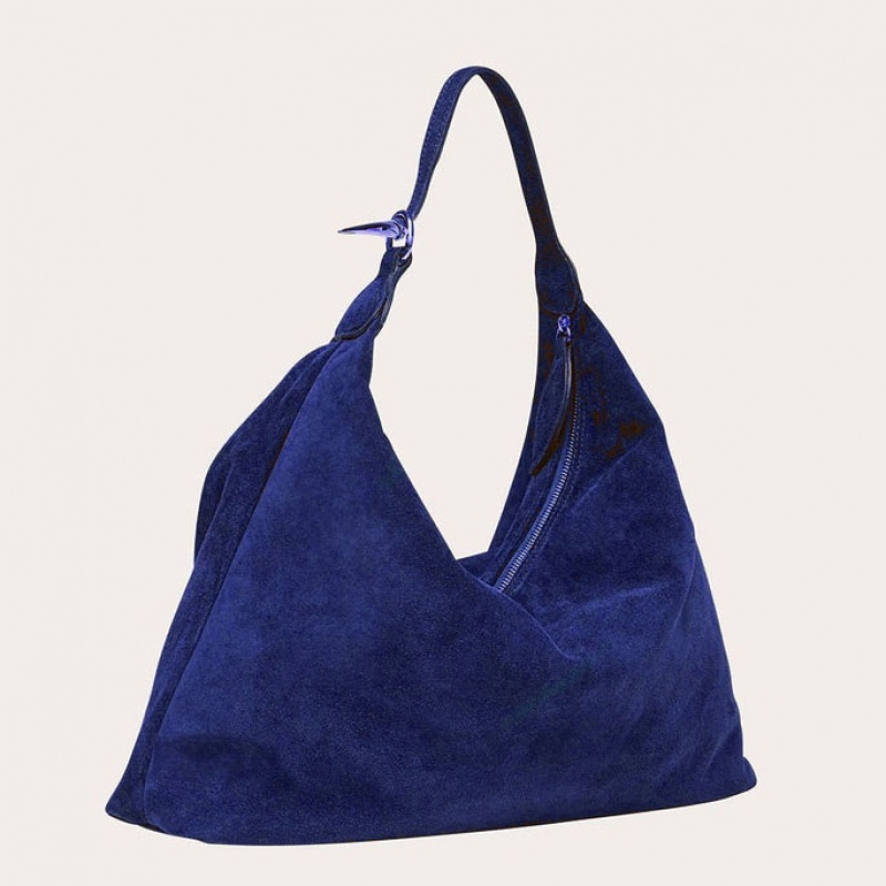 Sac Bandoulière Little Liffner Pillow Suede Femme Bleu Marine | 576013-NDG