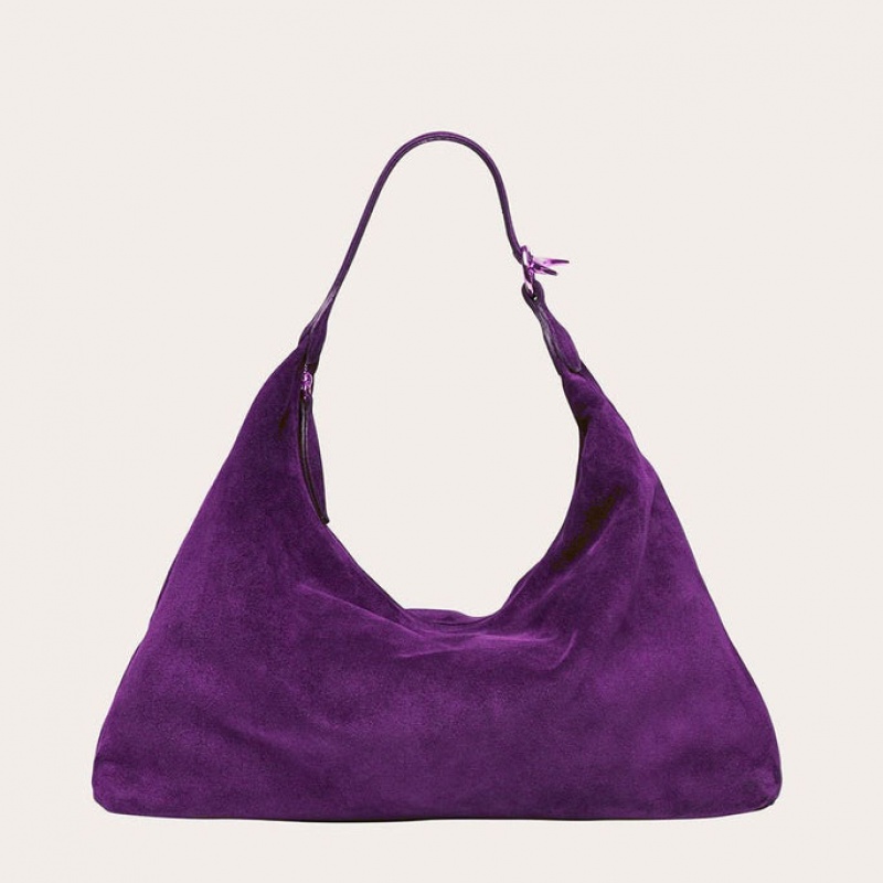 Sac Bandoulière Little Liffner Pillow Suede Femme Violette | 875034-KCW