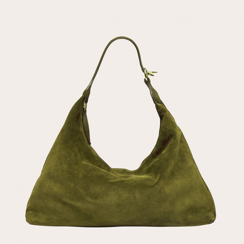 Sac Bandoulière Little Liffner Pillow Suede Femme Vert Olive | 739652-CDH