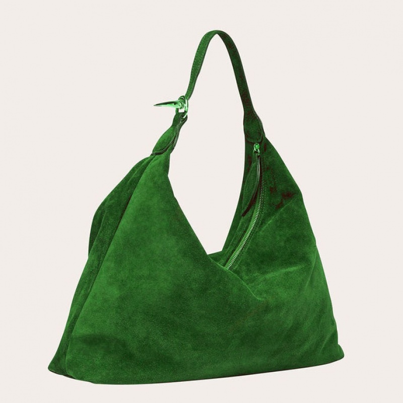 Sac Bandoulière Little Liffner Pillow Suede Femme Vert | 681592-VFU