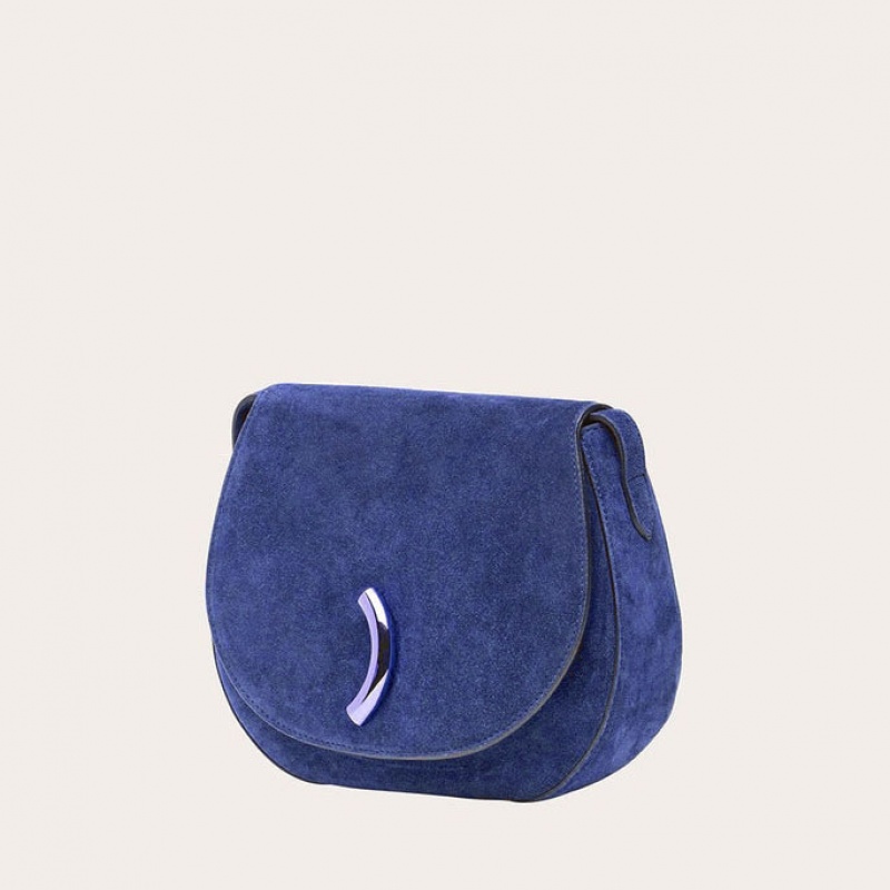 Sacs De Selle Little Liffner Maccheroni Suede Femme Bleu Marine | 610723-SFN