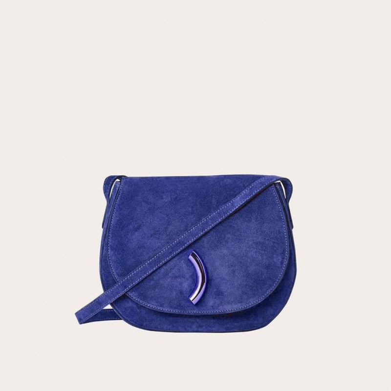 Sacs De Selle Little Liffner Maccheroni Suede Femme Bleu Marine | 610723-SFN