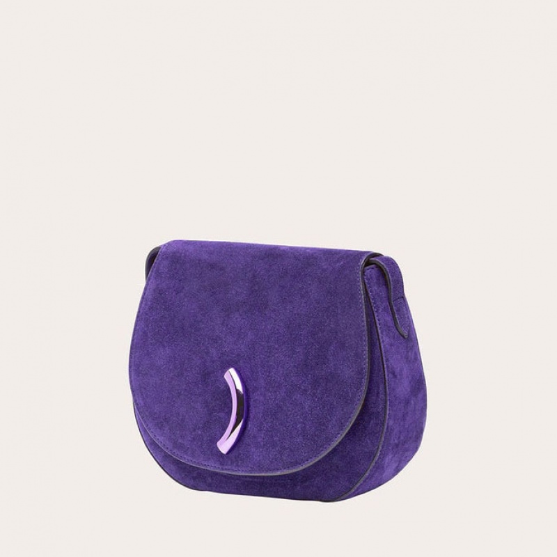 Sacs De Selle Little Liffner Maccheroni Suede Femme Violette | 479581-SBE