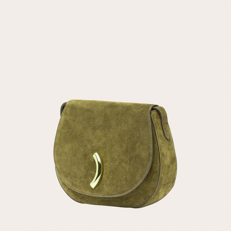 Sacs De Selle Little Liffner Maccheroni Suede Femme Vert Olive | 429801-QSG